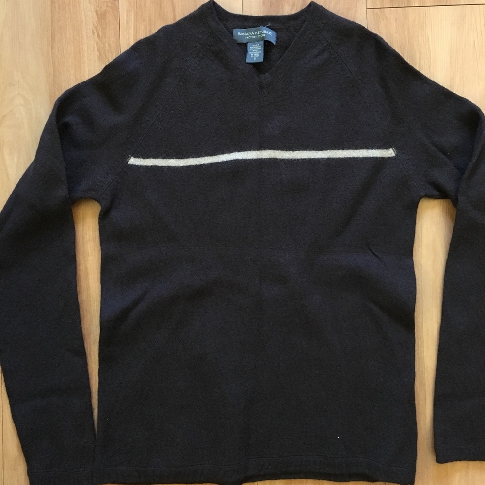 Banana Republic V-Neck Sweater Brown Merino Wool